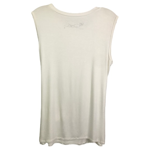 DG2 By Diane Gilman Women's Draped Top Sleeveless White Stretch Pullover Sz M - Picture 4 of 9